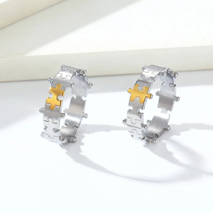 Puzzle Stainless Steel Stackable Couples Rings On Sale