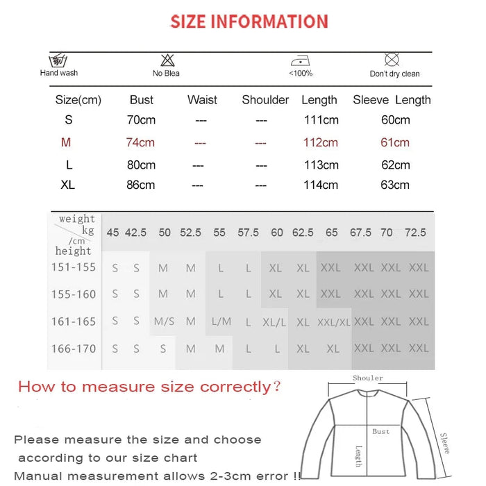 Size Chart: Striped Long Knit Bodycon Dress