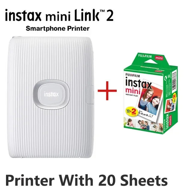 Clay White Fujifilm Instax Mini Link 2 Printer With 20 Mini Film Sheets On Sale