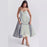 Blue Floral Printed A-Line Vintage Style Temperament Dress On Sale