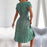 Floral Printed A-Line Vintage Style Chiffon Temperament Green Dress On Sale