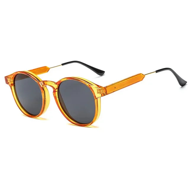 Orange Grey Retro Round UV400 Oculus Sunglasses