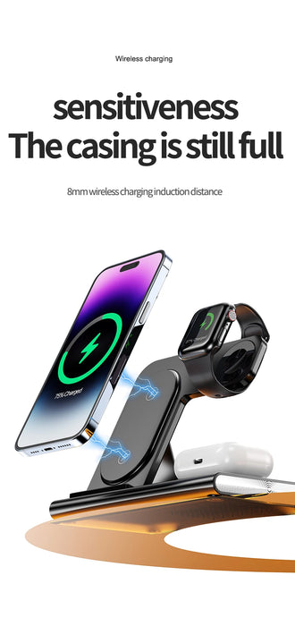 3-in-1 wireless charging stand for compatible smartphone, smartwatch and earbuds on sale