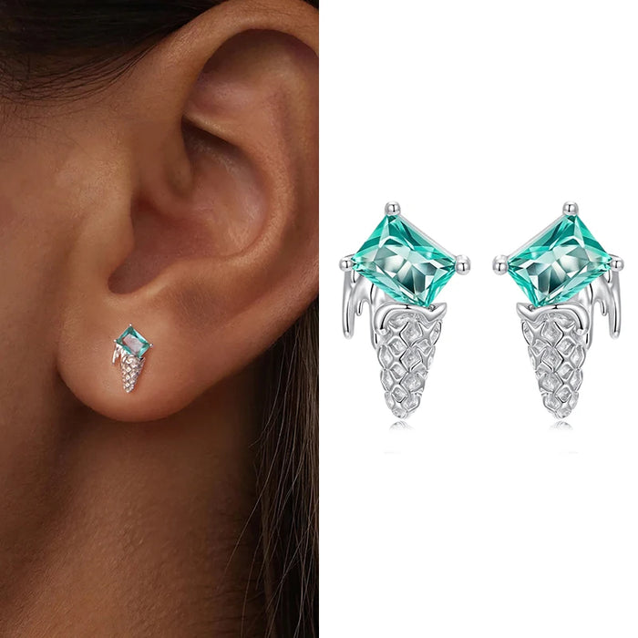 925 Sterling Silver Ocean Marine Life Theme Summer Ice-cream Stud Earrings Collection On Sale