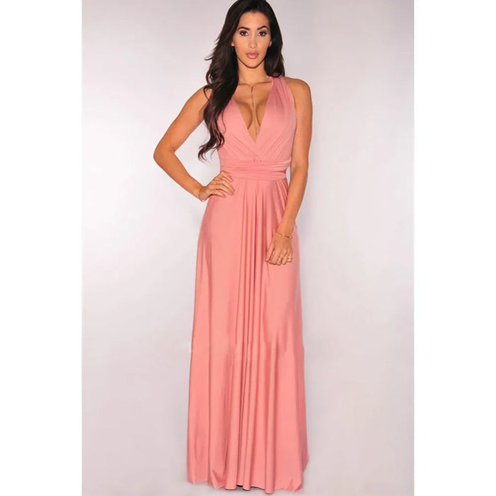 Pink Maxi Convertible Long Dress On Sale