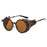 Chic Coffee Brown Vintage Leather Steampunk Goggle Style Round Sunglasses On Sale