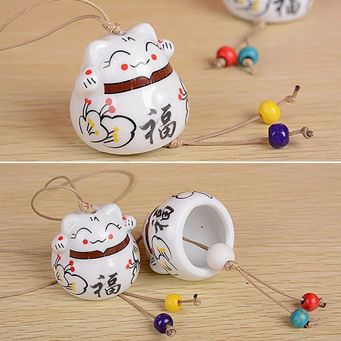 Fortune Cat Hanging Ceramic Wind Chime On Sale