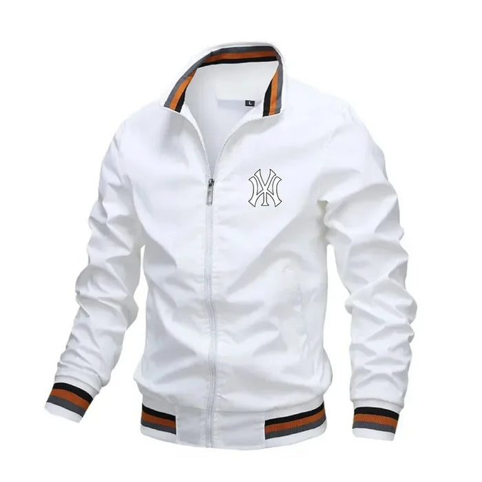 Unisex Varsity Jacket – Lightweight Retro Baseball Style Coat for Men and Women In White On Sale