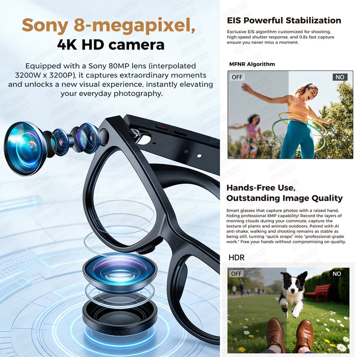 AI Smart Eyewear With Touch Control And Charging Case For Photo, Music, Calls, Hands-free video and Audio Recording On Sale