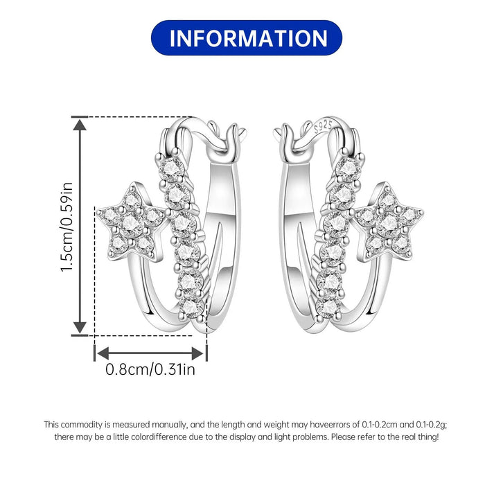 925 Sterling Silver Dreamy Celestial Elegance Star Hoop Earrings On Sale 