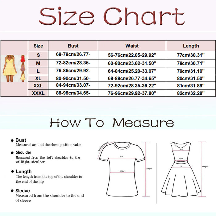 Size Chart: Spaghetti Strap Backless Lace Bowtie Dresses