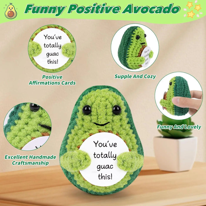 Handmade Positive Message Cute Upbeat Avocado Crochet Plush Dolls For Desktop And Home Decor On Sale