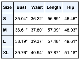 Size Chart - Elegant Off Shoulder Boho Long Maxi Dress