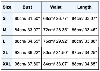 Size Chart - Ruffle Sleeve Round Neck Mini Dresses