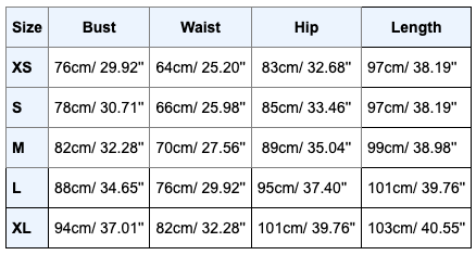 Size Chart - Sequin Fringe  High Waist Slimming Mid-Length Dress