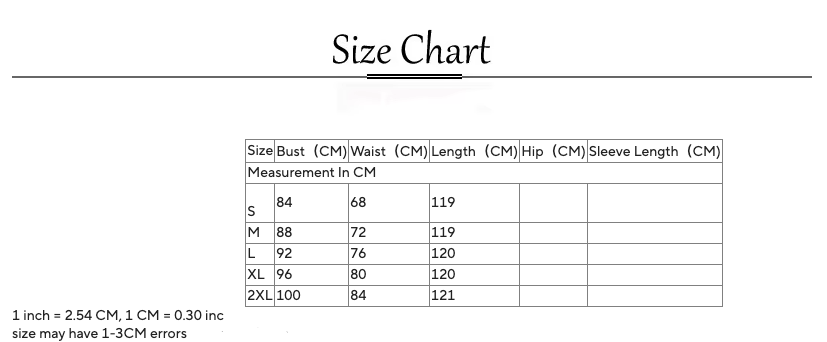 Size Chart: Vintage Style Lace Hollow Out Short Sleeve Long Dresses