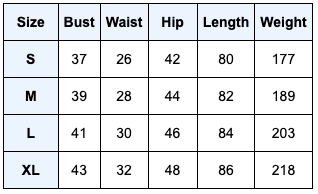 Size Chart - Women High Stretch Half-Zip Fitness Jumpsuits