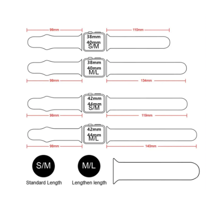 Size Chart For Apple iWatch Bands