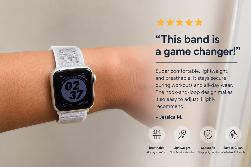 Testimonial Of White Nylon Watch Straps For Apple Watch 