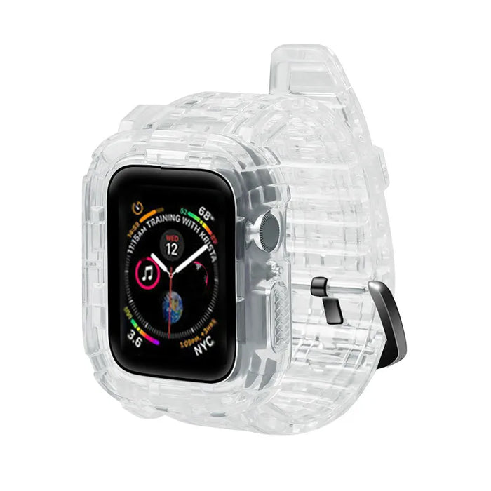 Transparent Black Clear iWatch Case And Silicone Straps Sets For Apple Watch Band 38mm, 40mm, 41mm, 42mm, 44mm, 45mm On Sale