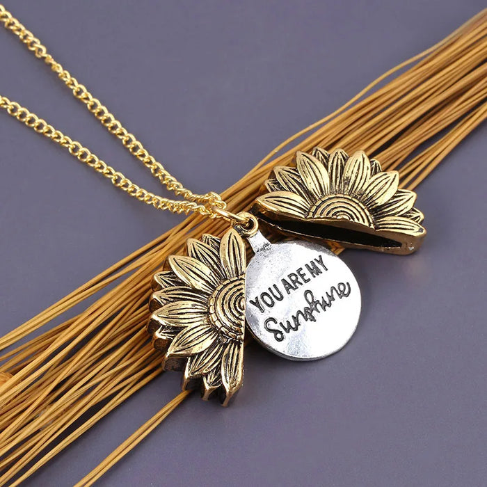 You are my sunshine! Sunflower Necklace On Sale