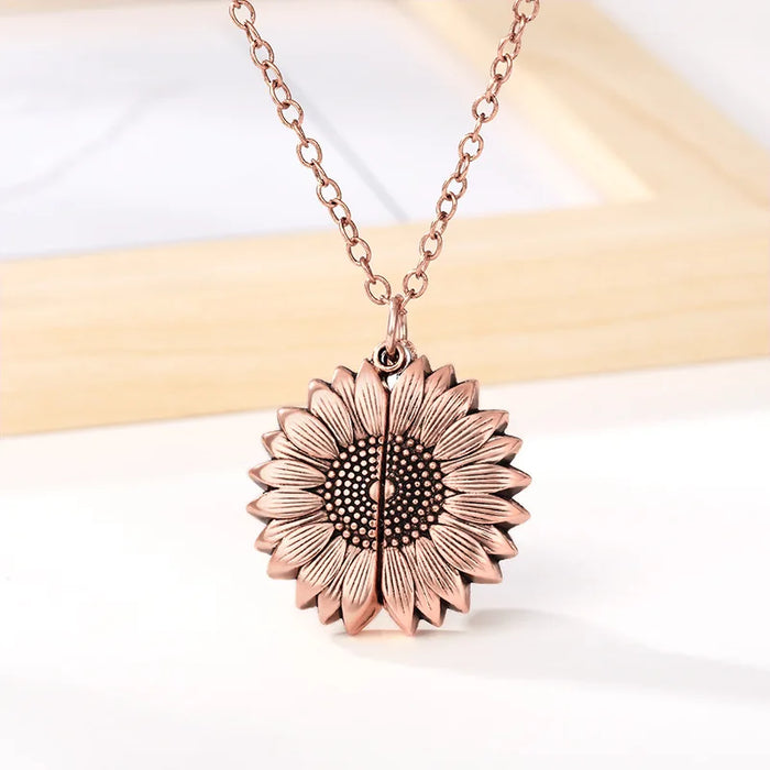 Rose Gold You are my sunshine! Sunflower Necklace On Sale