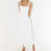 Elegant High-Waisted Squared Neckline Sleeveless A-line Sling Maxi White Dress