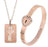Rose Gold Concentric Lock Key Stainless Steel Couple Heart Bracelet and Necklace Sets On Sale