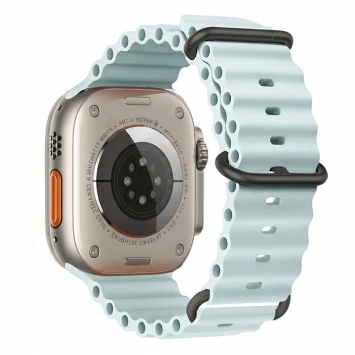 Ice Blue Waterproof Silicone Sport Watch Band With Titanium Buckle For Apple Watch Series 10, 9, 8, 7, SE, 6, 5, 4, 3 and Ultra Modals On Sale
