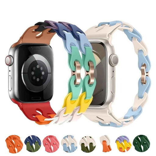 Bike Chain Link Silicone Watch Band for Apple Watch Compatible Models 38mm - 49mm On Sale
