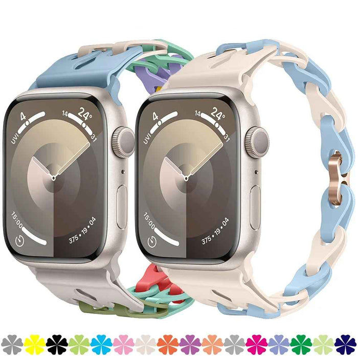 Bike Chain Link Silicone Watch Band for Apple Watch Compatible Models 38mm - 49mm On Sale