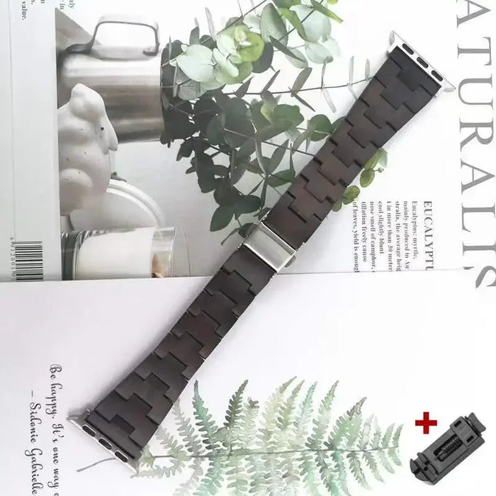 Natural Wood Watch Band Compatible With Apple Watch 38mm 40mm 41mm 42mm 44mm 45mm 46mm 49mm (Series 3–11, SE)