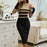 Black Striped Long Knit Bodycon Dress On Sale