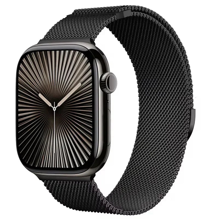 Black Stainless Steel Mesh Watch Band With Magnetic Clasp For Apple Watch Band 38mm, 40mm, 41mm, 42mm, 44mm, 45mm, 46mm, 49mm On Sale