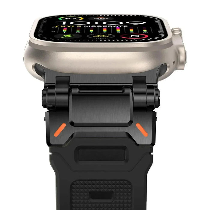 Black 316L Stainless Steel Connectors Adjustable Loop Rugged Sports Bands For Apple Watch Strap Series 42mm, 44mm, 45mm, 46mm, 49mm On Sale