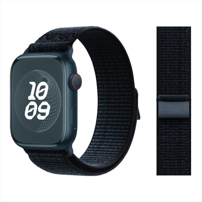 Black Blue Nylon Sport Loop Watch Band for Apple Watch 38mm 40mm 41mm 42mm 44mm 45mm 46mm 49mm On Sale
