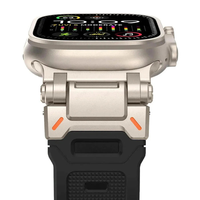 Starlight Black 316L Stainless Steel Connectors Adjustable Loop Rugged Sports Bands For Apple Watch Strap Series 42mm, 44mm, 45mm, 46mm, 49mm On Sale