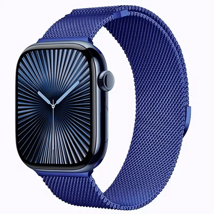 Marine Blue Stainless Steel Mesh Watch Band With Magnetic Clasp For Apple Watch Band 38mm, 40mm, 41mm, 42mm, 44mm, 45mm, 46mm, 49mm On Sale