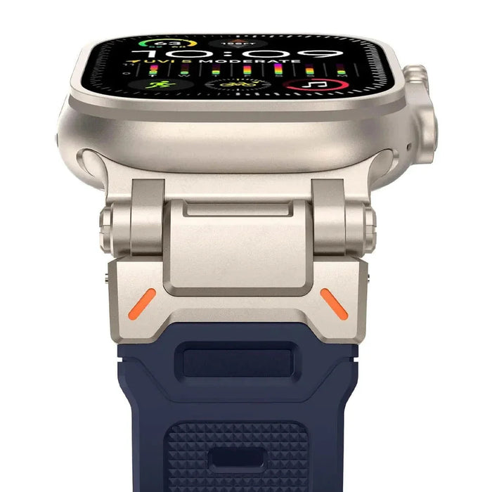 Starlight Blue 316L Stainless Steel Connectors Adjustable Loop Rugged Sports Bands For Apple Watch Strap Series 42mm, 44mm, 45mm, 46mm, 49mm On Sale