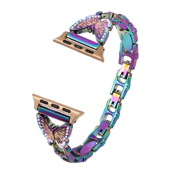 Rainbow Butterfly Women Apple Watch Diamond Adjustable Chain 38mm 40mm 42mm 44mm 45mm 49mm On Sale
