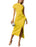 Elegant Asymmetric One Shoulder Cocktail Party Ruched Side Slit Yellow Dress On Sale
