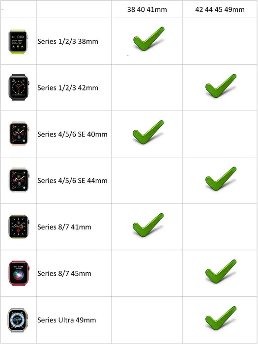 Sport Band for Apple Watch Size Chart