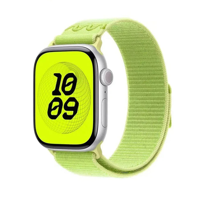 Fluorescent Green Nylon Sport Loop Watch Straps Collection For Apple Watch 38mm, 40mm, 41mm, 42mm, 44 mm, 45mm, 46mm, 49mm On Sale