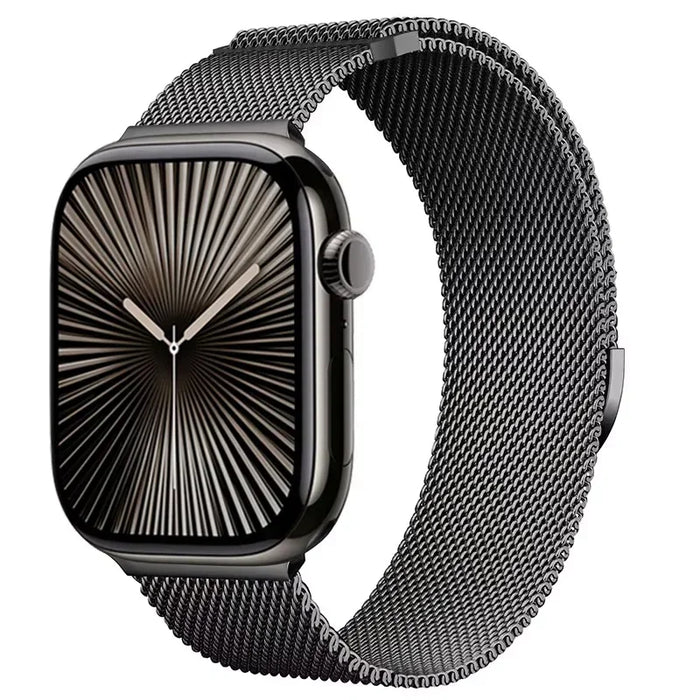 Gray Stainless Steel Mesh Watch Band With Magnetic Clasp For Apple Watch Band 38mm, 40mm, 41mm, 42mm, 44mm, 45mm, 46mm, 49mm On Sale