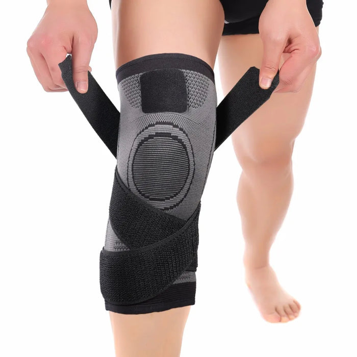 Breathable Compression Sport Knee Support Sleeve With Adjustable Dual Straps In Gray On Sale