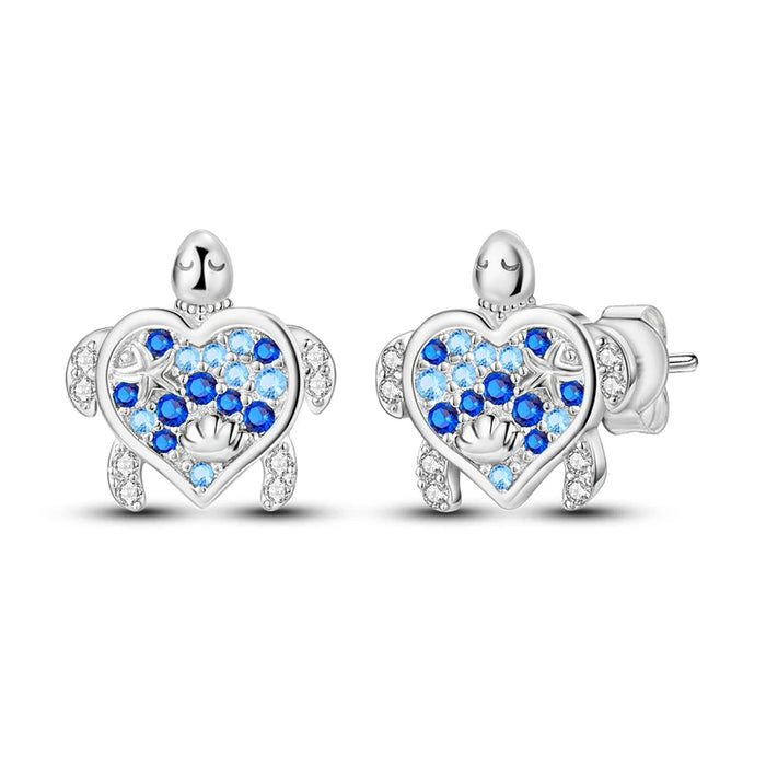 Sea Turtle Elegant Ocean-Inspired 925 Sterling Silver Hoop Earrings On Sale