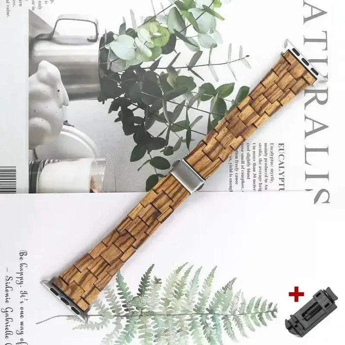 Natural Wood Watch Band Compatible With Apple Watch 38mm 40mm 41mm 42mm 44mm 45mm 46mm 49mm (Series 3–11, SE)