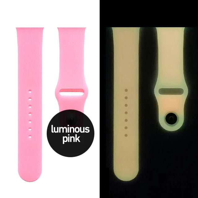 Luminous Pink Glow In The Dark Silicone iWatch Bracelet For Apple Watch On Sale