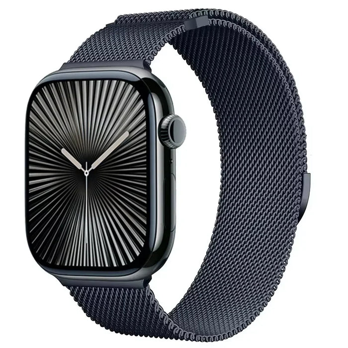 Dark Blue Stainless Steel Mesh Watch Band With Magnetic Clasp For Apple Watch Band 38mm, 40mm, 41mm, 42mm, 44mm, 45mm, 46mm, 49mm On Sale