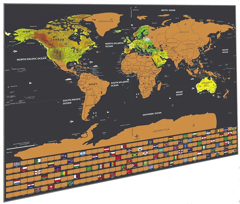Deluxe World Scratch Off Map Of The World Wall Decal Poster